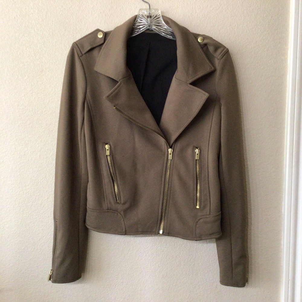 Express  olive green jacket with gold zippers.   Size S/P  excellent shape